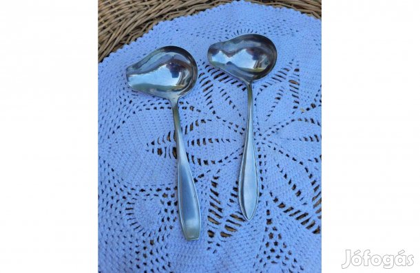 Vintage, jelzett orosz, inox szószos merőkanál