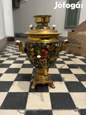 Vintage, szovjet elektromos szamovár, kézzel festett, 3L teáskanna.