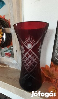 Vintage bordó csiszolt váza