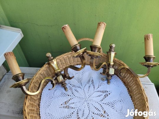 Vintage csodás réz kétágú falikarpár -gyertyaizzós