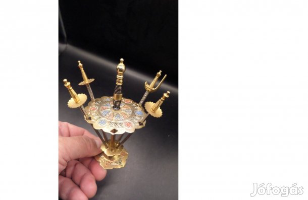 Vintage csodaszép ( eredeti) Spanyol Toledo 4db réz koktélkard állvány