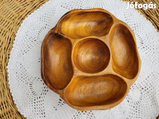 Vintage fa Monkeypod osztott tálalótálca