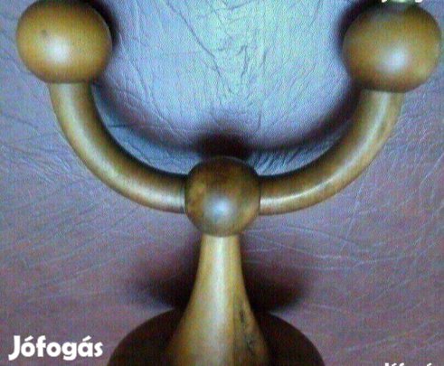 Vintage fa réz gyertyatartó kézműves Új rózsafa