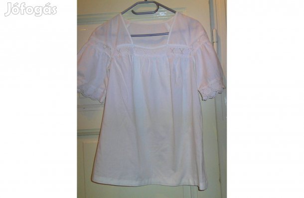 Vintage fehér madeirás női felső, blúz ( M-es )