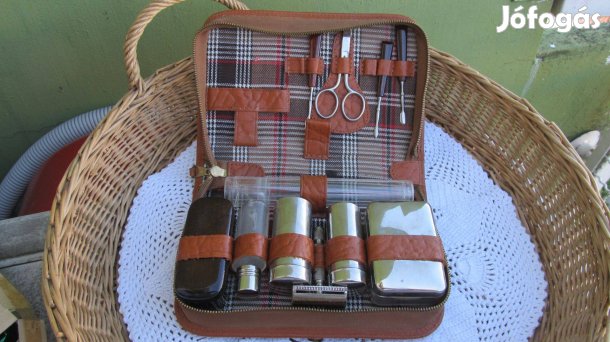 Vintage férfi utazó borotválkozó szett
