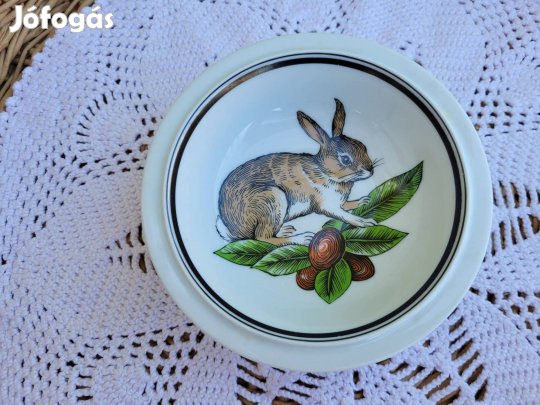 Vintage francia Création Jacques Lobjoy porcelán nyuszis kis tál