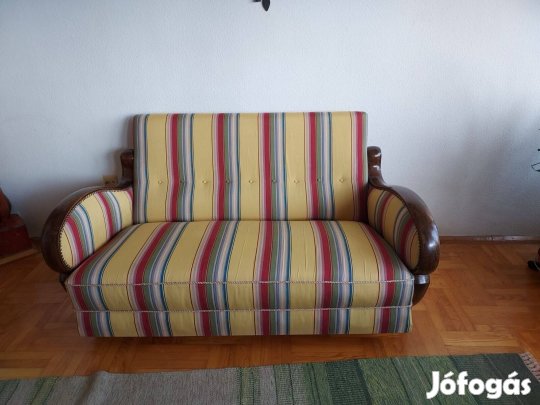 Vintage hajlított karfás kanapé - Teljesen felújítva!