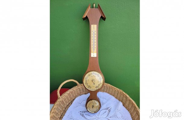 Vintage jelzett Fischer időjárásjelző állomás, barométer