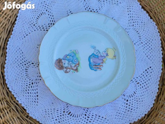Vintage jelzett Iris mesemintás porcelán gyerektányér
