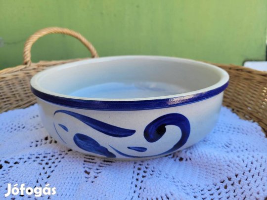 Vintage kék-szürke kőporcelán tál