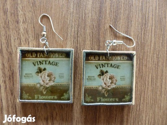 Vintage képeslapos fülbevaló