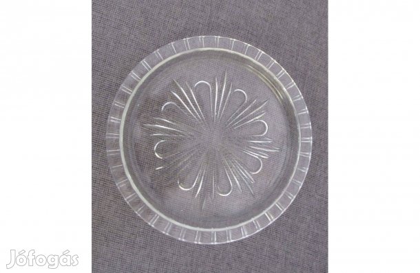 Vintage kerek, öntött üveg tálca