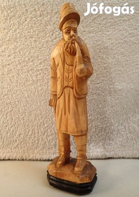 Vintage kézzel faragott nagy népi fa faragás figura szobor fafaragás