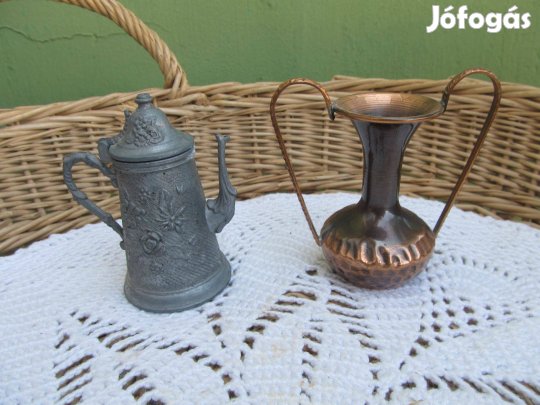 Vintage kis ón kanna, réz váza