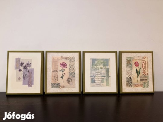 Vintage magyar reprodukció, antik hatású botanikus nyomat