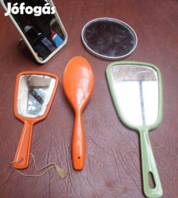 Vintage műanyag tükör hajkefe