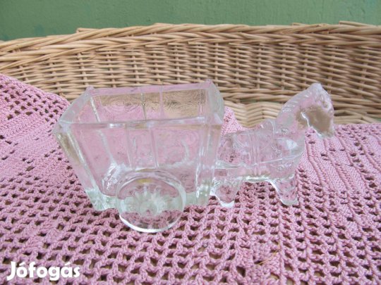 Vintage öntött üveg lovasszekér fogvájó tartó