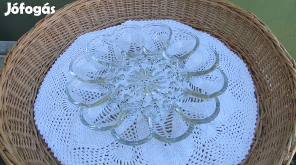 Vintage öntött üveg tojástál