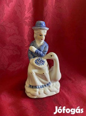 Vintage porcelán figura Hölgy libával