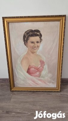 Vintage portré festmény aranyozott keret