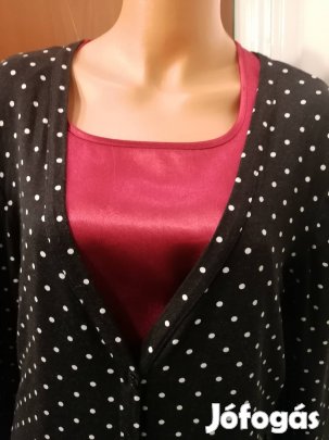 Vintage pöttyös kardigán, hosszított fazon