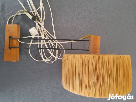 Vintage raffia falilámpa