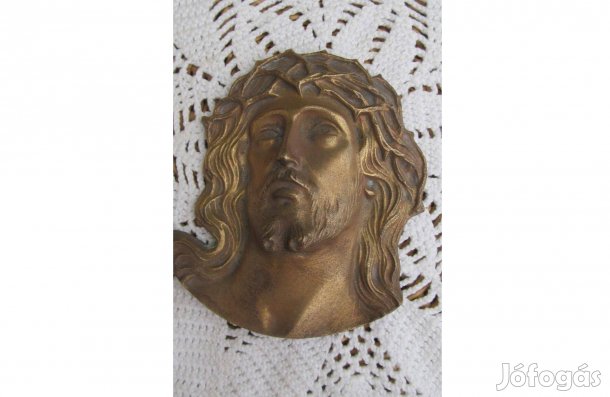 Vintage réz plakett -Jézus arc