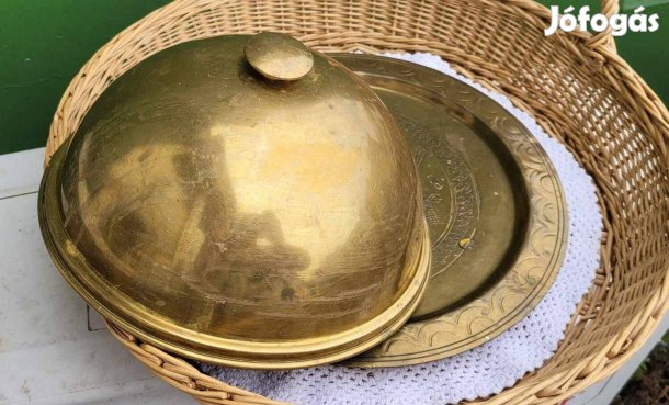 Vintage réz sajt búra jelenetes tálcán