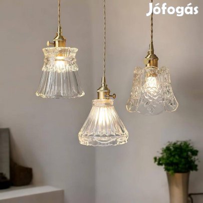 Vintage üveg függeszték - átlátszó üveg