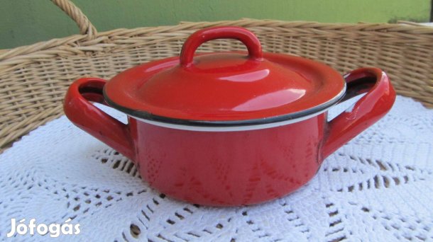 Vintage zománcos kis lábas fedővel