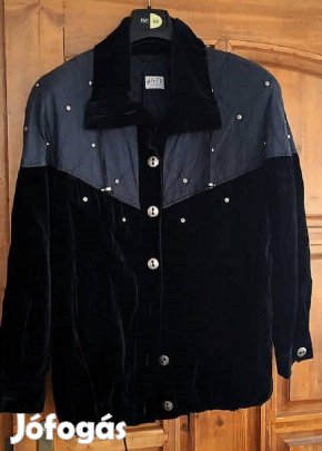 Vintázs fekete bársony Happy Heidemann könnyű dzseki