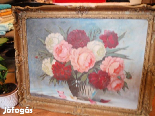 Virág csendélet:/olajfestmény/70x90 cm/