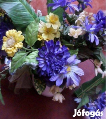 Virág csokor művirág nagy méret + kerámia kaspó