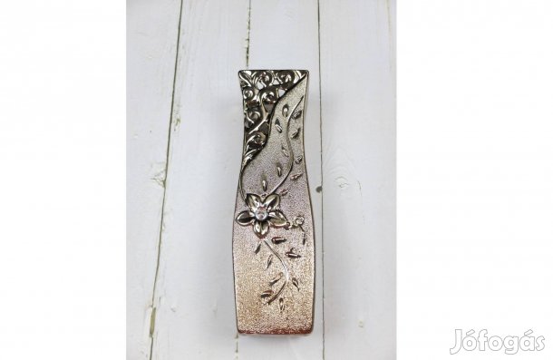 Virág mintás arany színű váza 25cm Ajándékozható is!