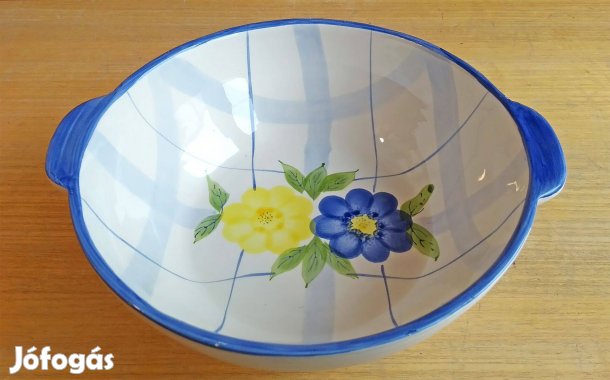 Virág mintás füles porcelán tál 25cm