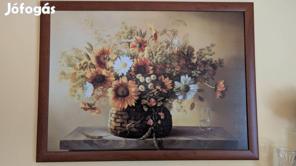 Virágcsendélet kép keretben 76x56 cm