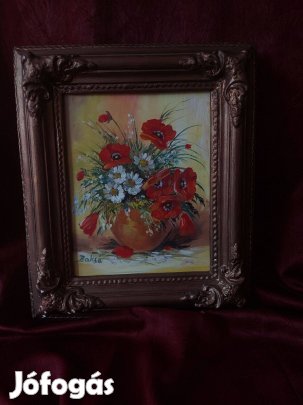 Virágcsendélet olajfestmény! 31x36 cm!