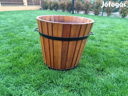 Virágláda fa hordó virágláda fa növénytartó virágtartó kerti virágláda