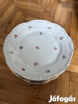 Virágmintás Zsolnay lapostányér szett - 10db