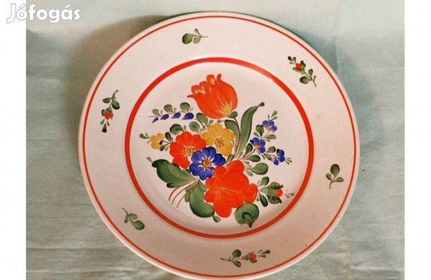 Virágmintás fali tányér, 23 cm., Virágos falitányér pár