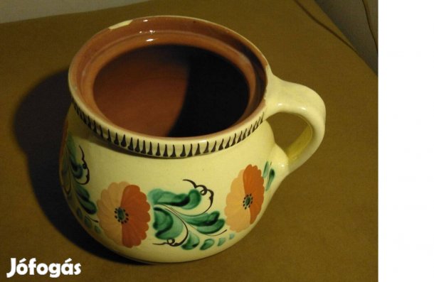 Virágmintás mázas csupor (Kerámia edény)