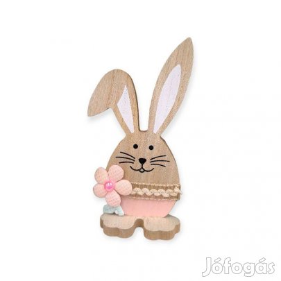 Virágos erdőlakó nyuszi fa húsvéti asztaldísz 8,5x4,5x17 cm