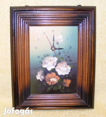 Virágos festett kulcstartó szekrény és óra