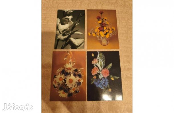 Virágos képeslap 4 db - darabonként is