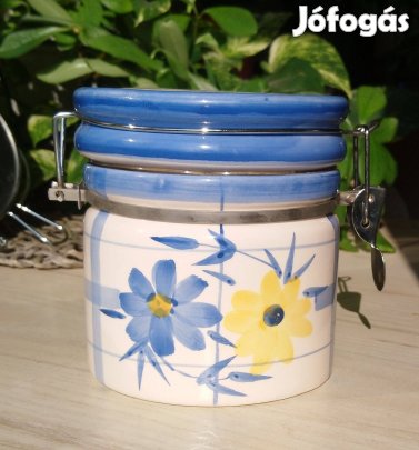 Virágos kerámia cukortartó csatos