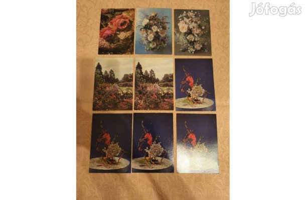 Virágos német képeslap postatiszta 9 db darabonként is