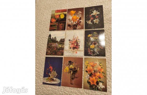 Virágos német képeslap postatiszta 9 db darabonként is
