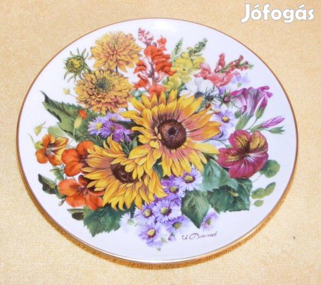 Virágos porcelán falitányér