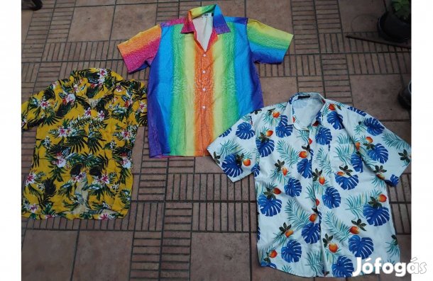 Virágos rövidujjú ing nyári könnyű ing L XL 3db