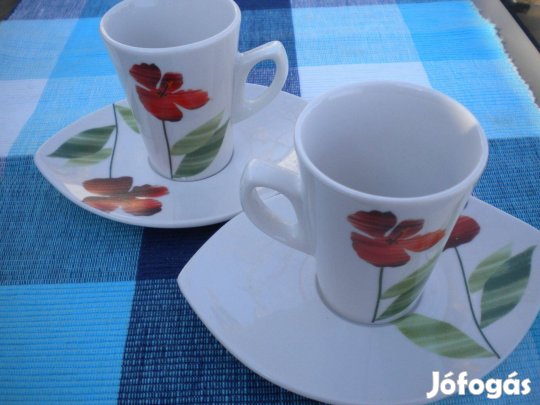 Virágos tavaszi kávés csésze párban